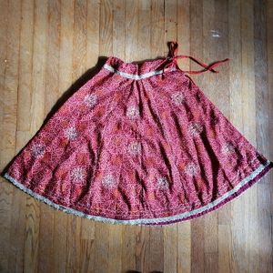 Vintage red silver drawstring hippie skirt Girls M 7 gypsy boho Indian festival